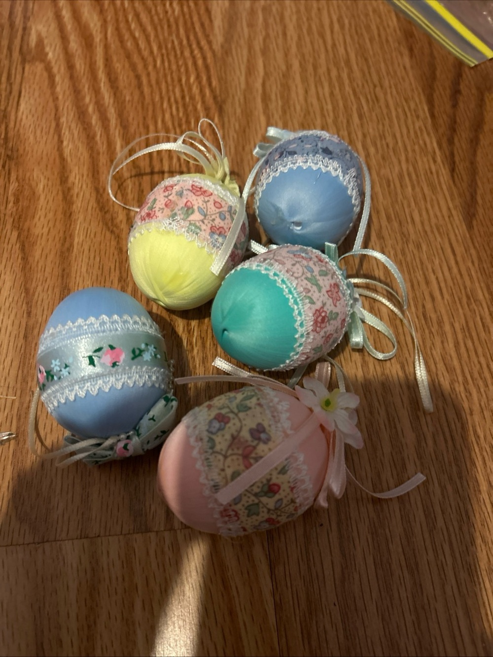 Handcrafted Pastel Fabric Easter Egg Ornaments - Set of 5